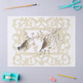 Vögel auf Verzierten Elfenbeinrahmen Seidenpapier (Basteln)