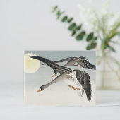 Vögel auf Vollmondmalerei von Ohara Koson Postkarte (Stehend Vorderseite)