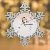 Vogel auf Wachtkirsche - Shidarezakura ni kotori Schneeflocken Zinn-Ornament