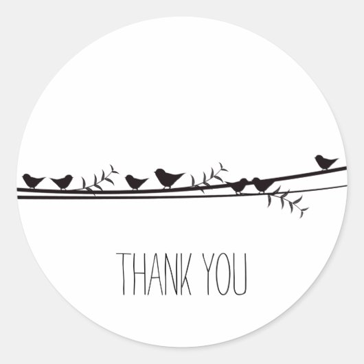Vögel auf Wein Danke Runder Aufkleber (Vorderseite)