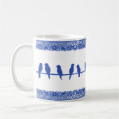Vögel auf Wire Blue White Willow Whimsical Simple Kaffeetasse (Links)