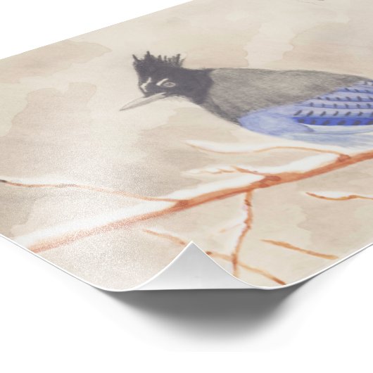 Vogel auf Zweig Fotodruck (Ecke)