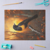 Vogel auf Zweig im Autumnalwald Seidenpapier (Basteln)