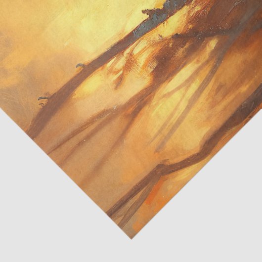 Vogel auf Zweig im Autumnalwald Seidenpapier (Detail)