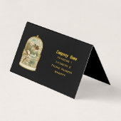 Vogel auf Zweig in Gold Birdcage Winter Szene Schw Visitenkarten (Rückseite)