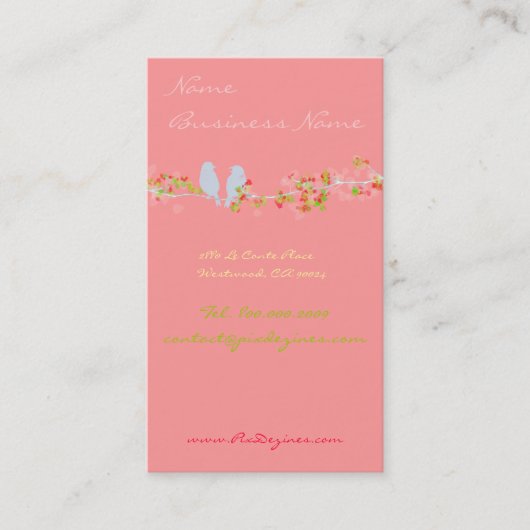 Vögel auf Zweig-Visitenkarte Visitenkarte (Vorderseite)