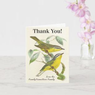 Vögel auf Zweigen, "Danke!", Vintage-Look Karte