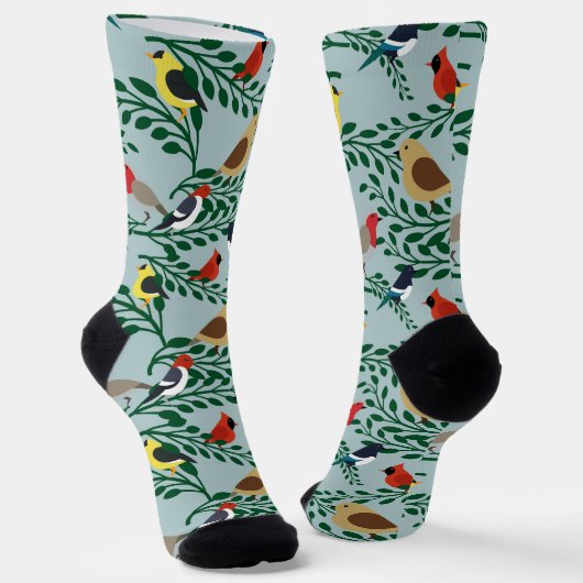 Vögel auf Zweigen Socken (Gewinkelt)