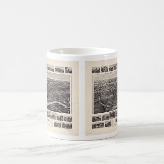 Vogel-Auge Ansicht Karte von Branford Connecticut Kaffeetasse (Mittel)