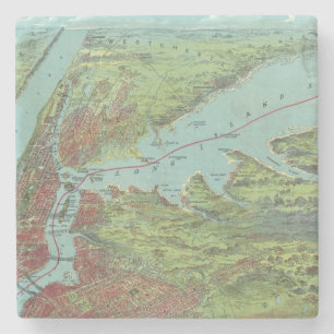 Vogel-Augen-Ansicht-Karte von New York und von Steinuntersetzer