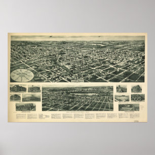 Vogel-Augen-Ansicht-panoramische Karte 1924 des Poster