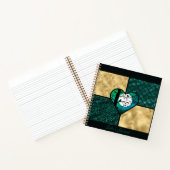 Vögel aus aquamarinem, schwarzem und goldfarbenem  notizblock (Innenseite)