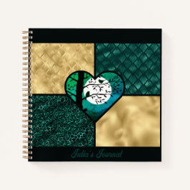 Vögel aus aquamarinem, schwarzem und goldfarbenem  notizblock