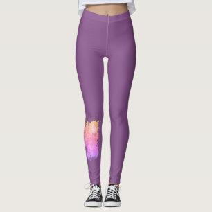 Vögel aus dem Draht - Pflaume mit Pfirsich und Ro Leggings