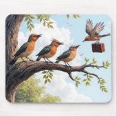Vögel aus der Wirtschaft auf einer Baumzweigung Mousepad (Vorne)