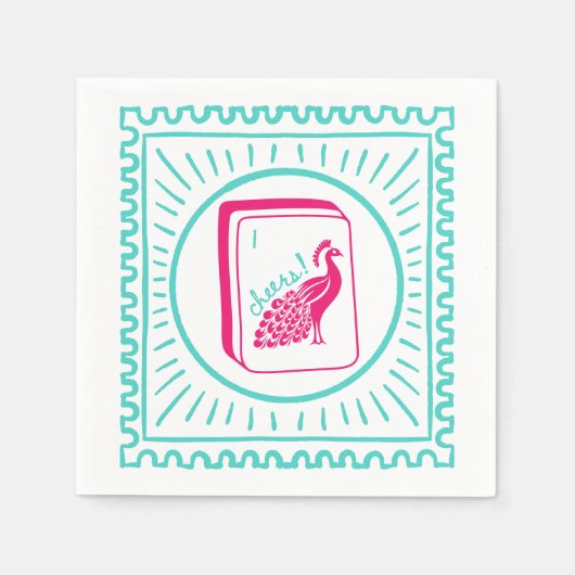 Vogel Bam Prost Mahjong-Party Serviette (Vorderseite)