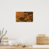 Vögel, Bambus, Kamelien, Japanisch Art 1644-1911 Poster (Küche)