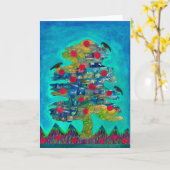 Vogel-Baum-Gruß-Karte Karte (Gelbe Blume)