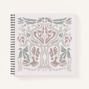 Vogel Baum Handgezeichnet Abstrakt Symmetrisch Notizblock