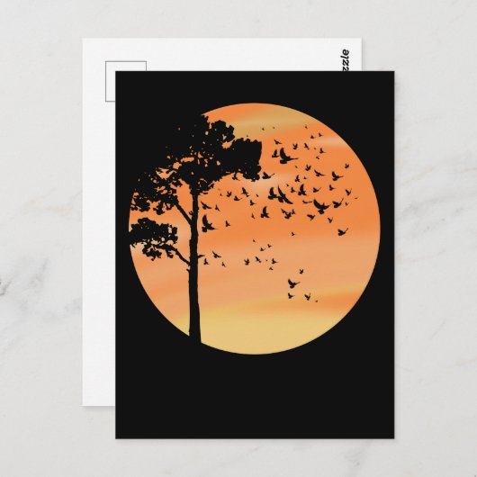 Vögel Baum Schöne Sonnenuntergänge Natur Postkarte (Vorne/Hinten)