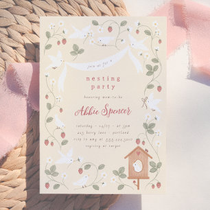 Vögel & Beeren Nesting Party Mädchen Baby Shower Einladung