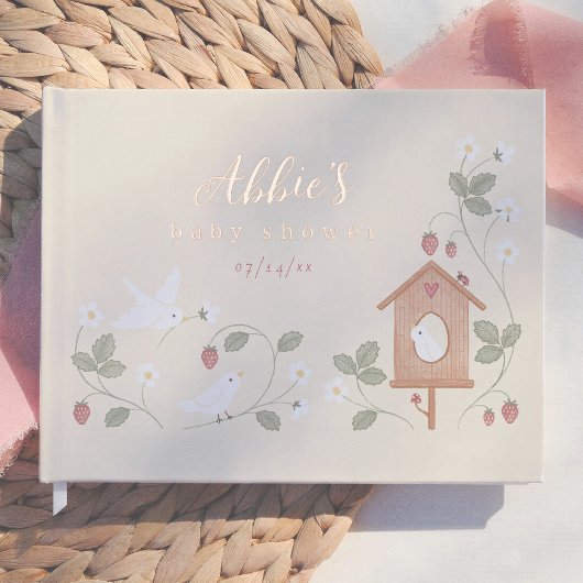 Vögel & Beeren Nesting Party Mädchen Baby Shower Gästebuch