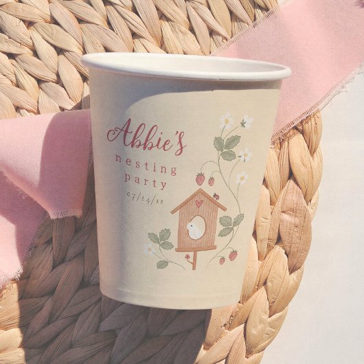 Vögel & Beeren Nesting Party Mädchen Baby Shower Pappbecher