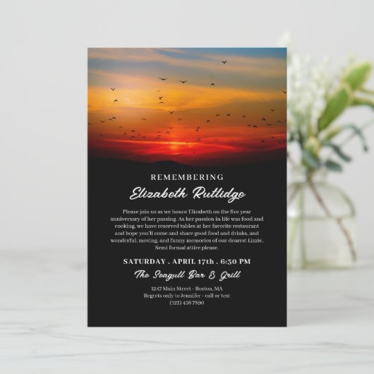 Vögel bei Morgendämmerung Einladung (Stehend Vorderseite)