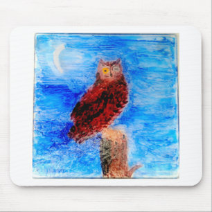 Vogel bei nächtlicher Mondkugel Mousepad