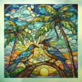 Vögel bei Sonnenaufgang Festigte Glaskunst Fensteraufkleber (Blatt 3)