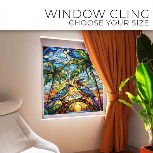 Vögel bei Sonnenaufgang Festigte Glaskunst Fensteraufkleber