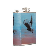 Vogel bei Sunrise Art Tawny Owl im Flug Flachmann (Rechts)