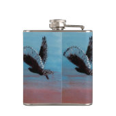 Vogel bei Sunrise Art Tawny Owl im Flug Flachmann (Rückseite)