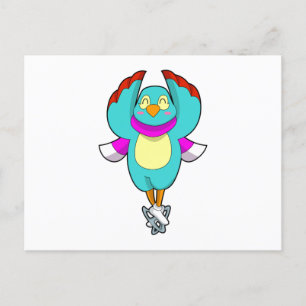 Vogel beim Eislaufen mit Schlittschuhen.PNG Postkarte