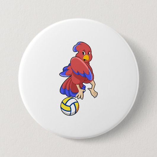 Vogel beim Volleyball-Sport Button (Vorderseite)