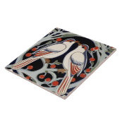 Vögel & Berries Art Nouveau Red Bird Art Deco Fliese (Seite)