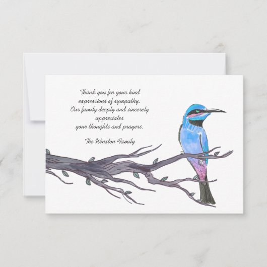 Vogel-Besuchen. - Trauerfall danken Ihnen Notecard Dankeskarte (Vorderseite)