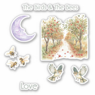 Vögel Bienen Apfelbäume Liebe Mond Aufkleber