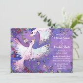 Vögel & Bienen Einladung zur Hochzeit laden Blume (Stehend Vorderseite)