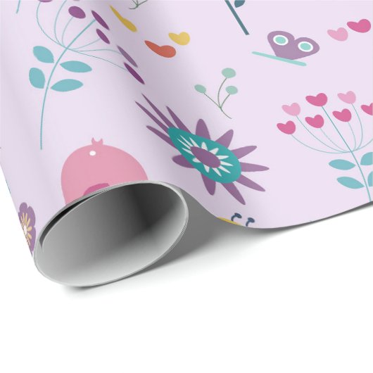 Vögel, Bienen und Schmetterlinge Geschenkpapier (Rolleneckpunkt)