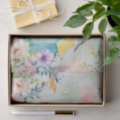 Vögel, Birdhouse, Text und Florals Collage Seidenpapier (Geschenk)