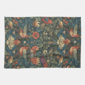 Vögel Blätter Blumenvintage-William-Morris-Muster Geschirrtuch (Horizontal)
