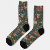 Vögel Blätter Blumenvintage-William-Morris-Muster Socken (Linkes Detail)