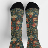 Vögel Blätter Blumenvintage-William-Morris-Muster Socken (Oben)