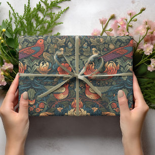 Vögel Blätter Floral Vintage William Morris Muster Geschenkpapier
