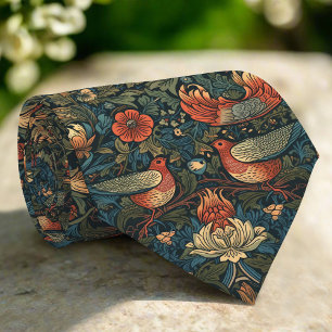 Vögel Blätter Floral Vintage William Morris Muster Krawatte