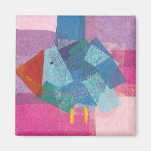 Vogel-blau auf Rosa Magnet