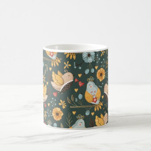 Vögel Blume Bohemisches Muster Kaffeetasse (Mittel)