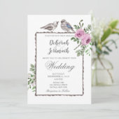 Vögel & Blume Frühjahr Sommerhochzeit Einladung (Stehend Vorderseite)