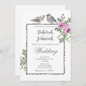 Vögel & Blume Frühjahr Sommerhochzeit Einladung (Vorne/Hinten)